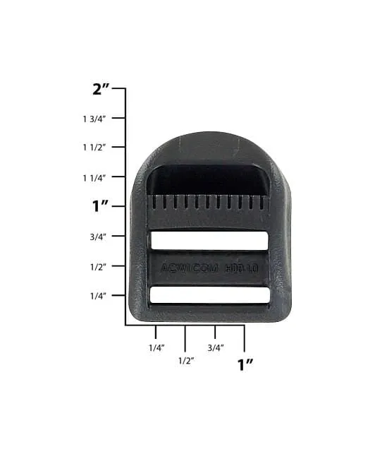 1" Black, Curved Tension Lock, Plastic, #C-1654