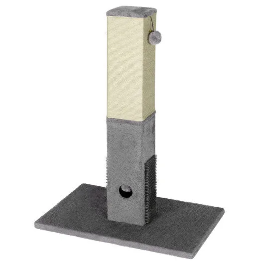 31 inch Tall Cat Scratching Post Claw Scratcher with Sisal Rope and 2 plush Ball-Gray