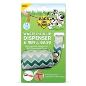 Bags On Board Fashion Fabric Dispenser Chevron Green Pattern 14 Bags
