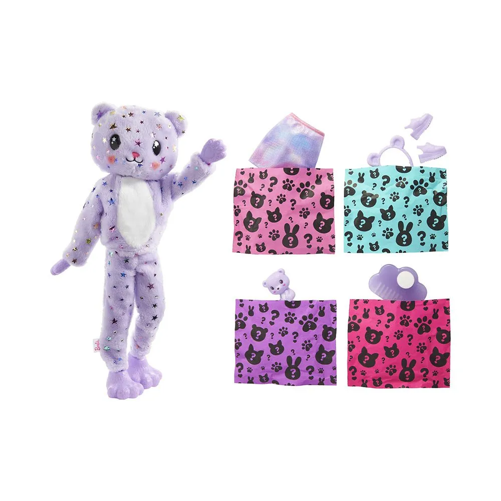 Barbie Doll Cutie Reveal Teddy Plush Costume Doll with Pet, Color Change