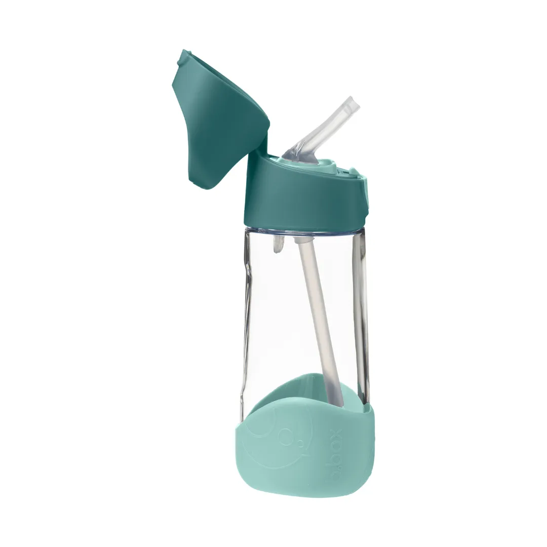 b.box Tritan Straw Drink Bottle450ml  Emerald Forest Green