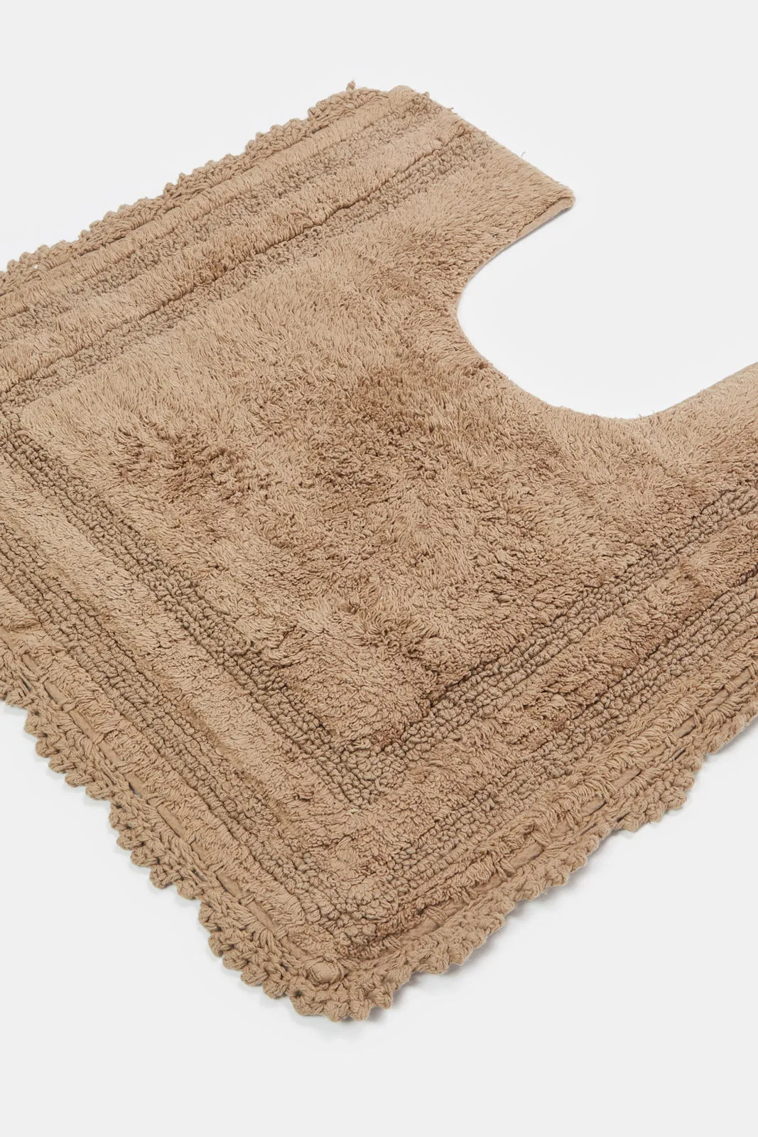Beige Textured Crochet Bathmat (2 Piece)