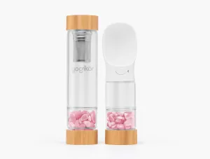 Crystalkor Crystal Water Bottle Set – For You & Your Furry Friend - Rose Quartz