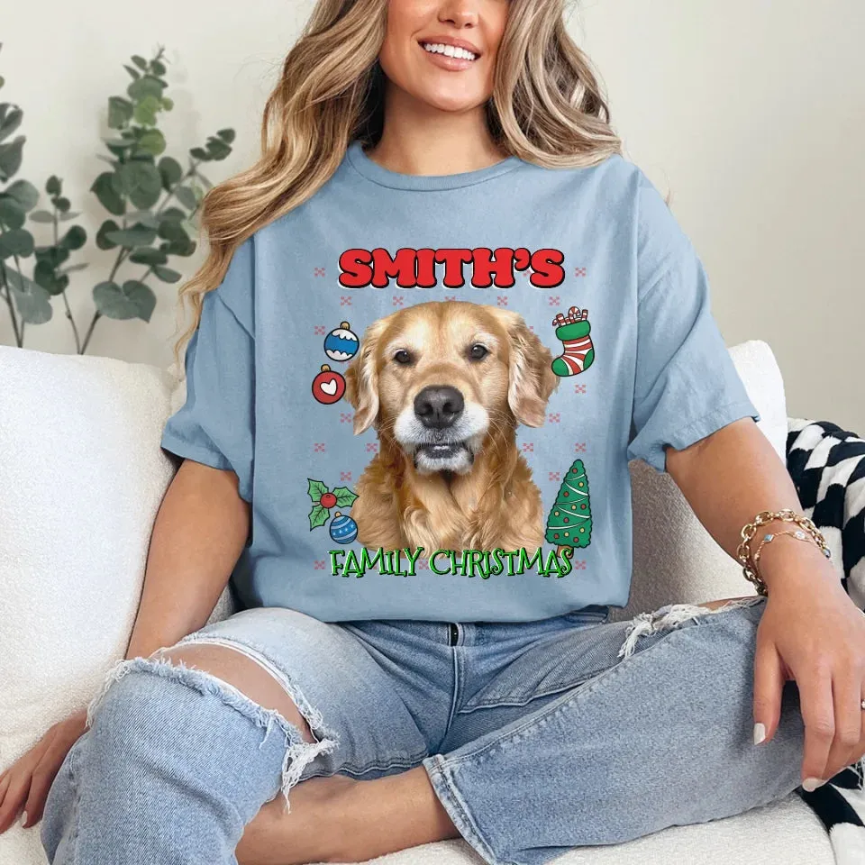 Custom Christmas Pet Photo T-Shirt