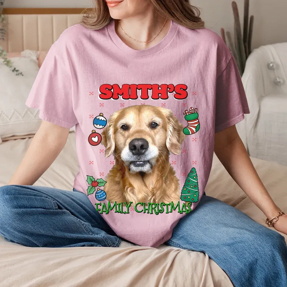 Custom Christmas Pet Photo T-Shirt