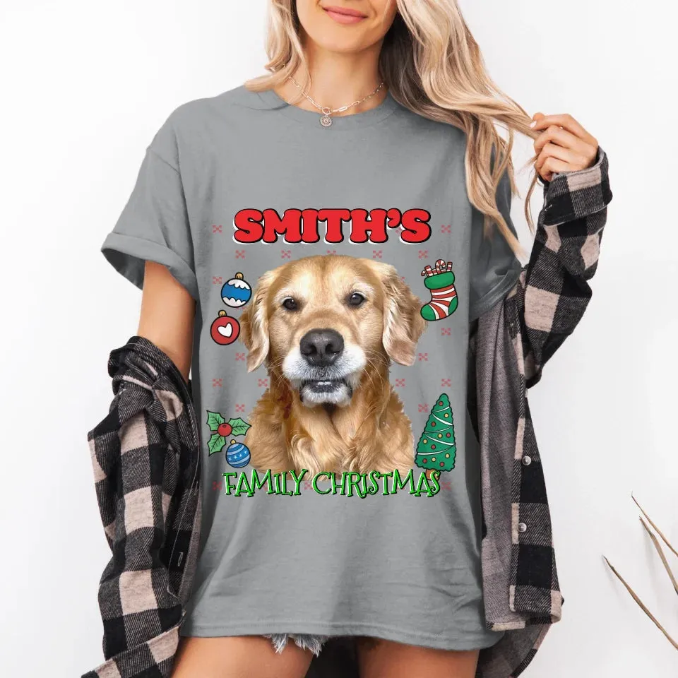 Custom Christmas Pet Photo T-Shirt