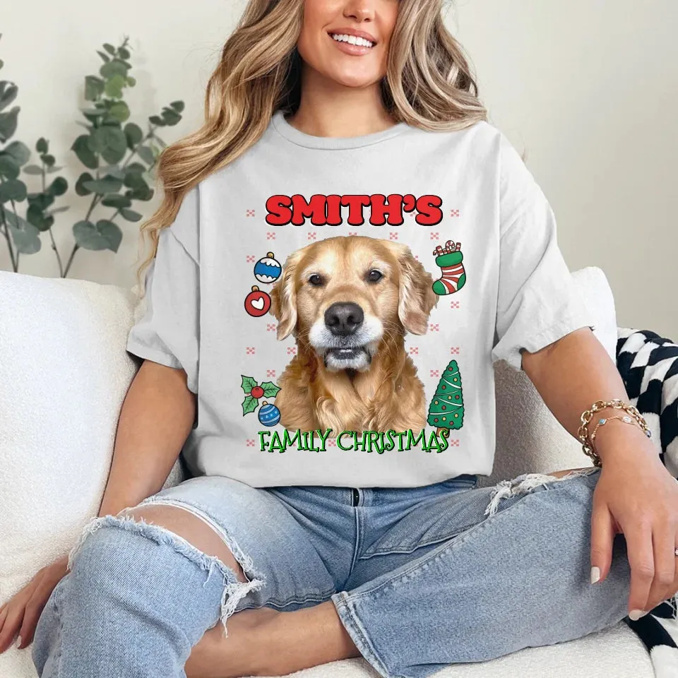 Custom Christmas Pet Photo T-Shirt