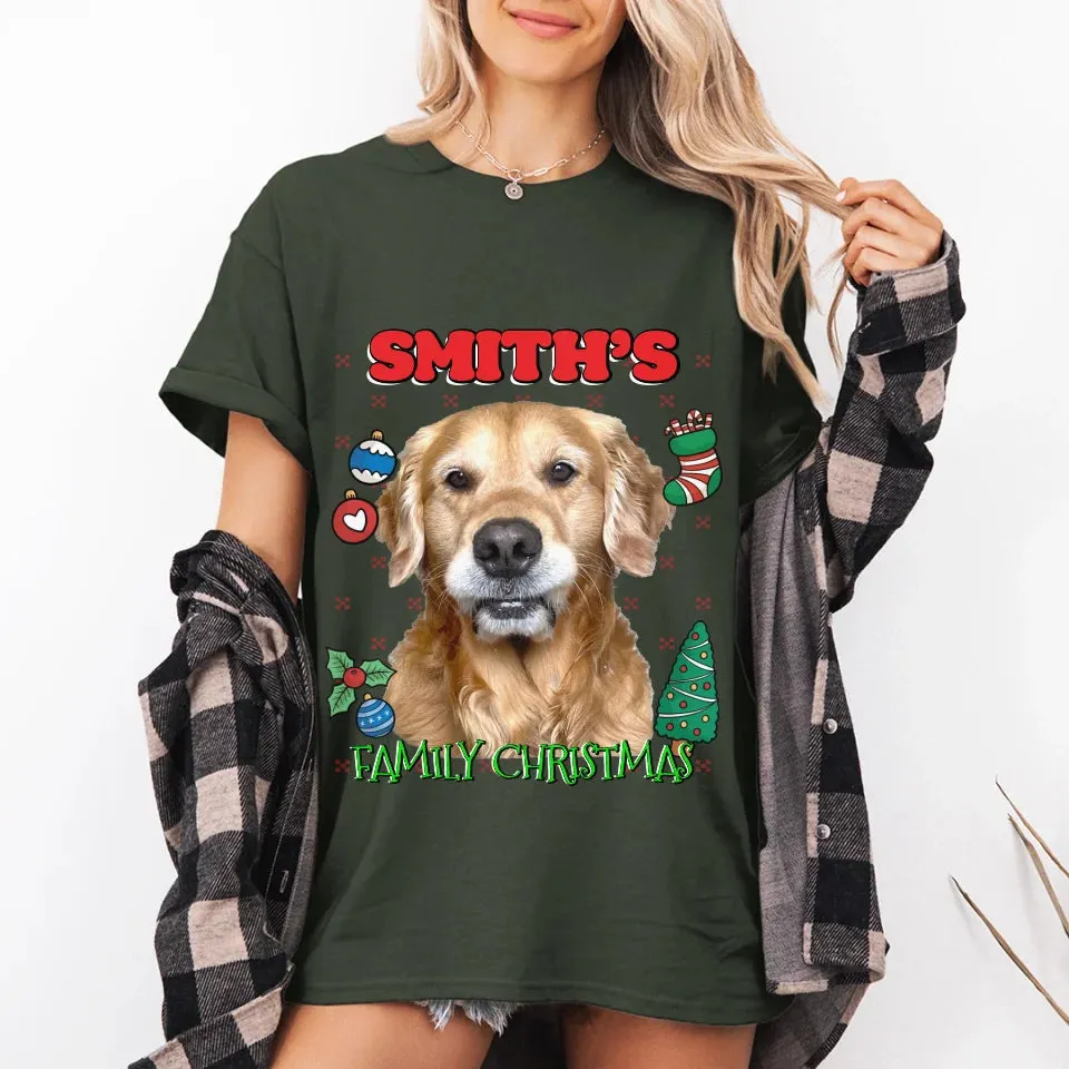 Custom Christmas Pet Photo T-Shirt