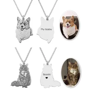 Custom Silver Necklace Dog Photo