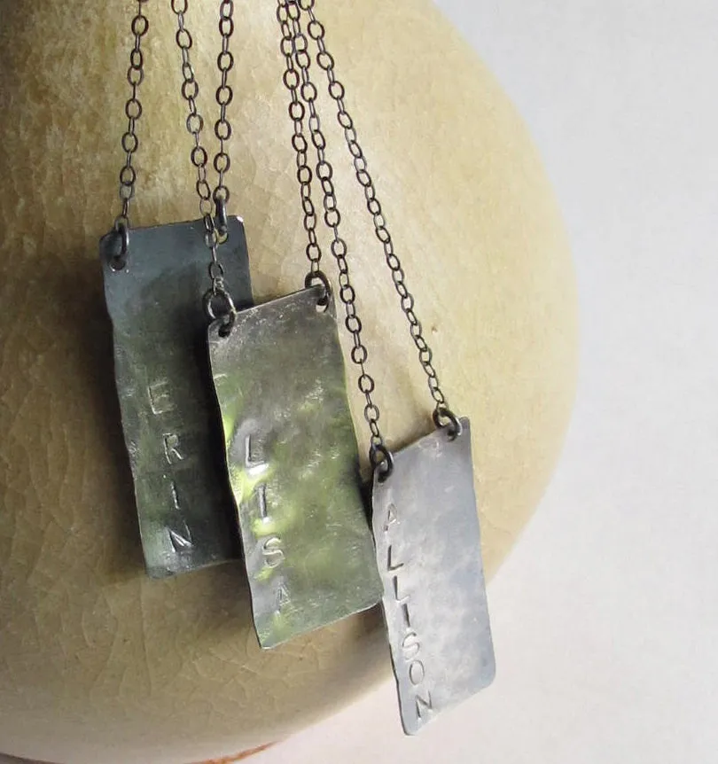Custom Stamped Name Tag Necklaces