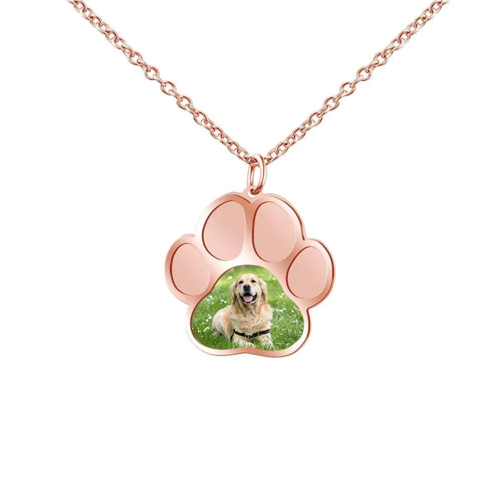 Customized Pet Pawprint Photo Necklace