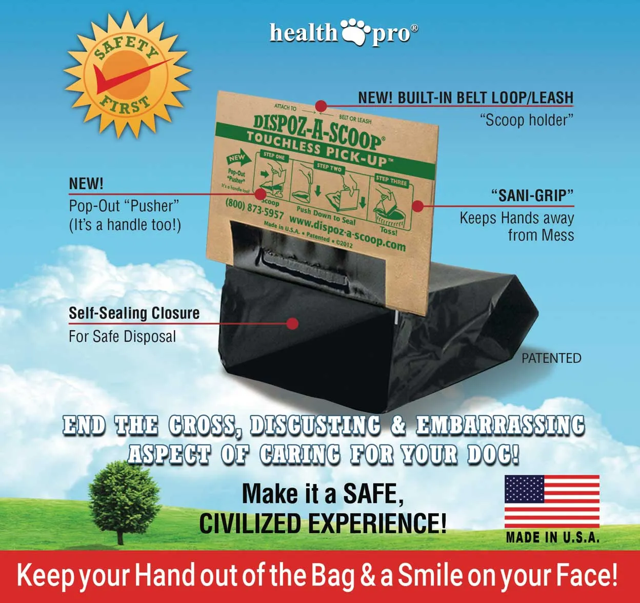 Dispoz-A-Scoop Bags- No Touch, Sanitary Dog Poop Scoopers  (24 Count)