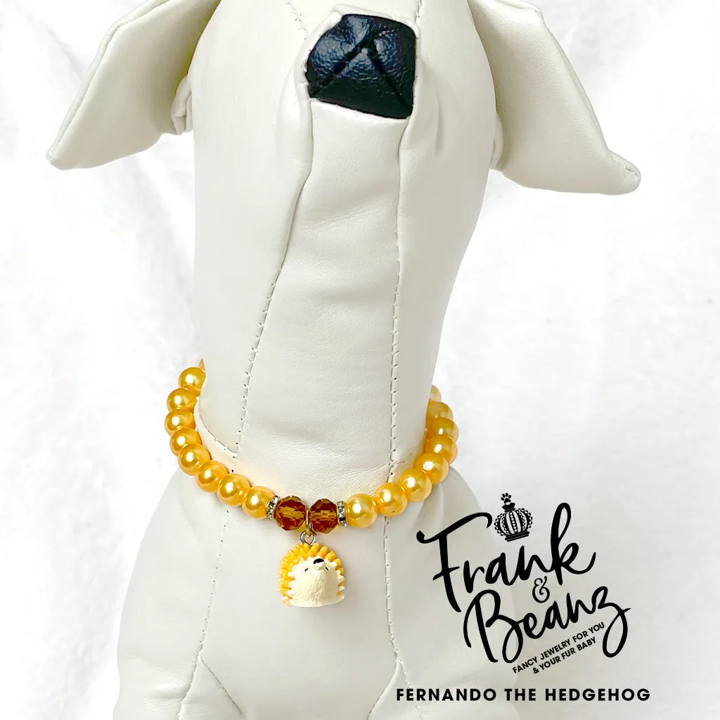 Fernando the Hedgehog Pearl Dog Necklace Dog Collar Cat Necklace Luxury Pet Jewelry