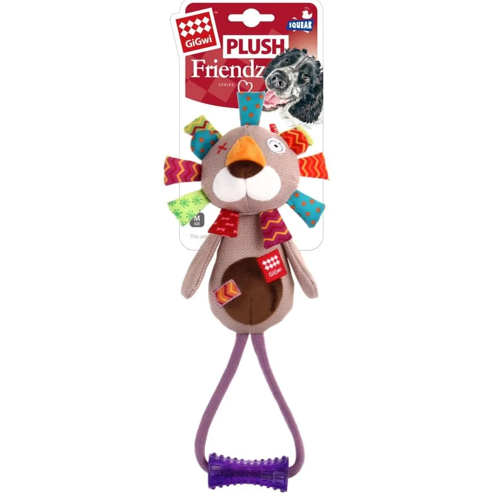 GiGwi Plush Friendz with TPR Johnny Stick Lion Toy for Dogs