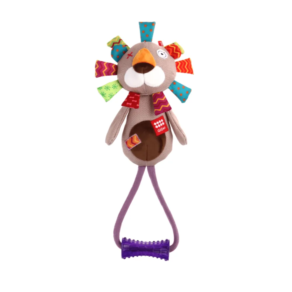 GiGwi Plush Friendz with TPR Johnny Stick Lion Toy for Dogs