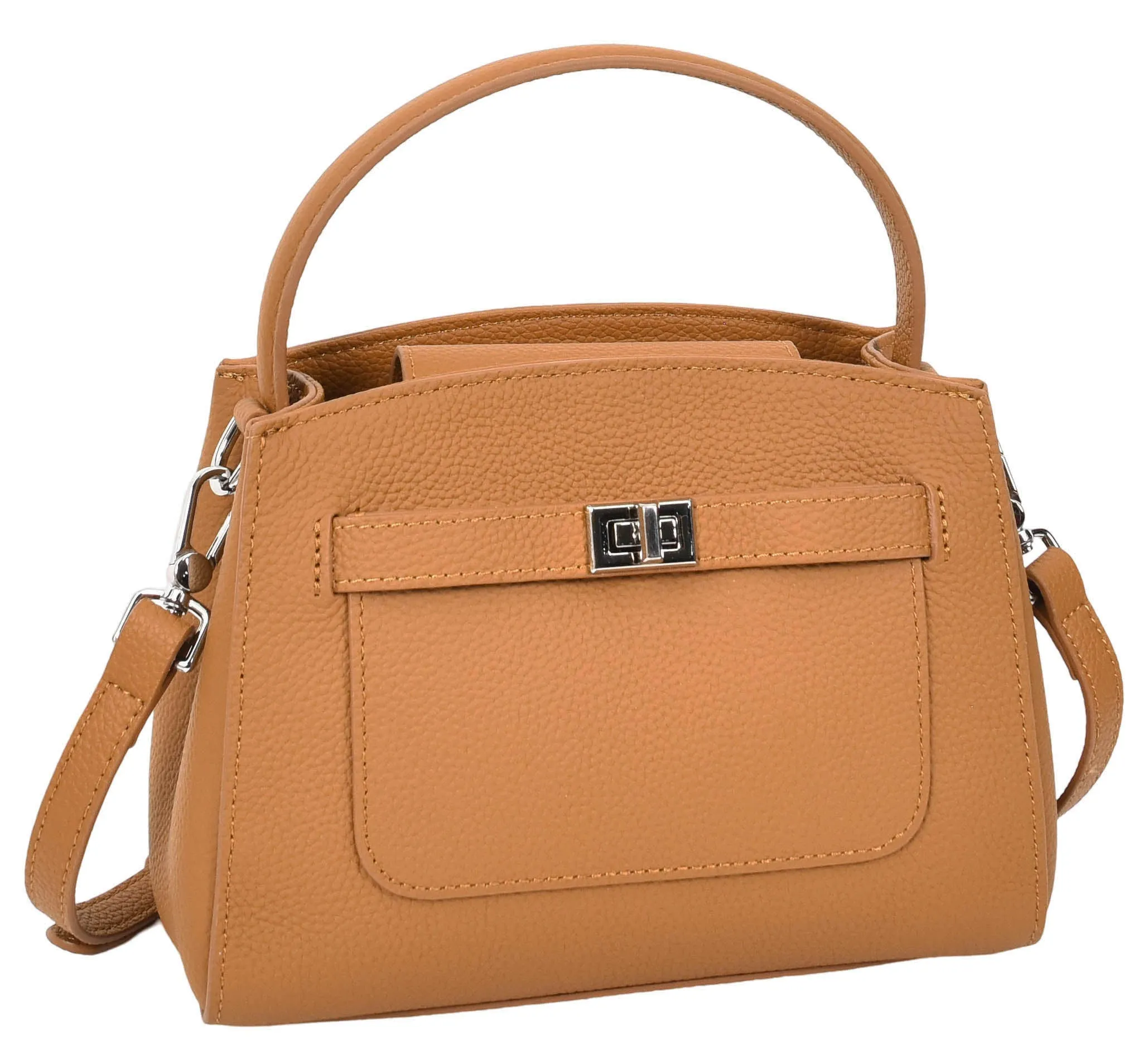 Halifax Women Small Leather Top Handle Shoulder Handbag Tan