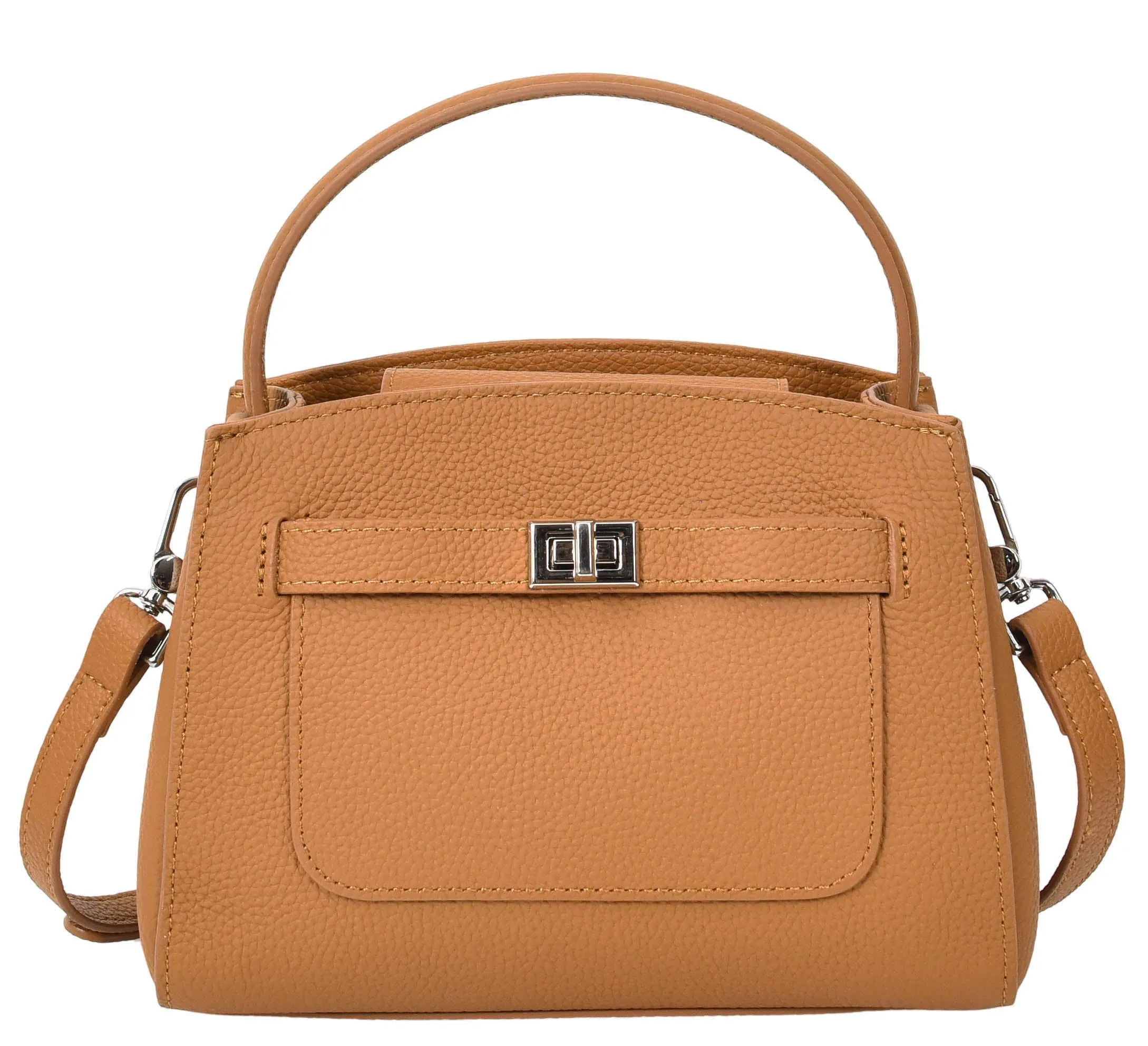 Halifax Women Small Leather Top Handle Shoulder Handbag Tan