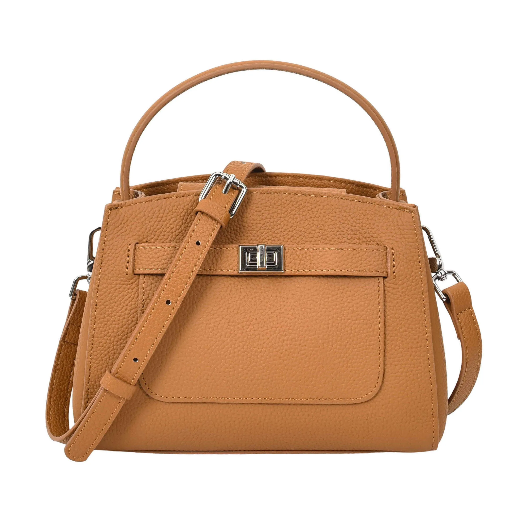 Halifax Women Small Leather Top Handle Shoulder Handbag Tan