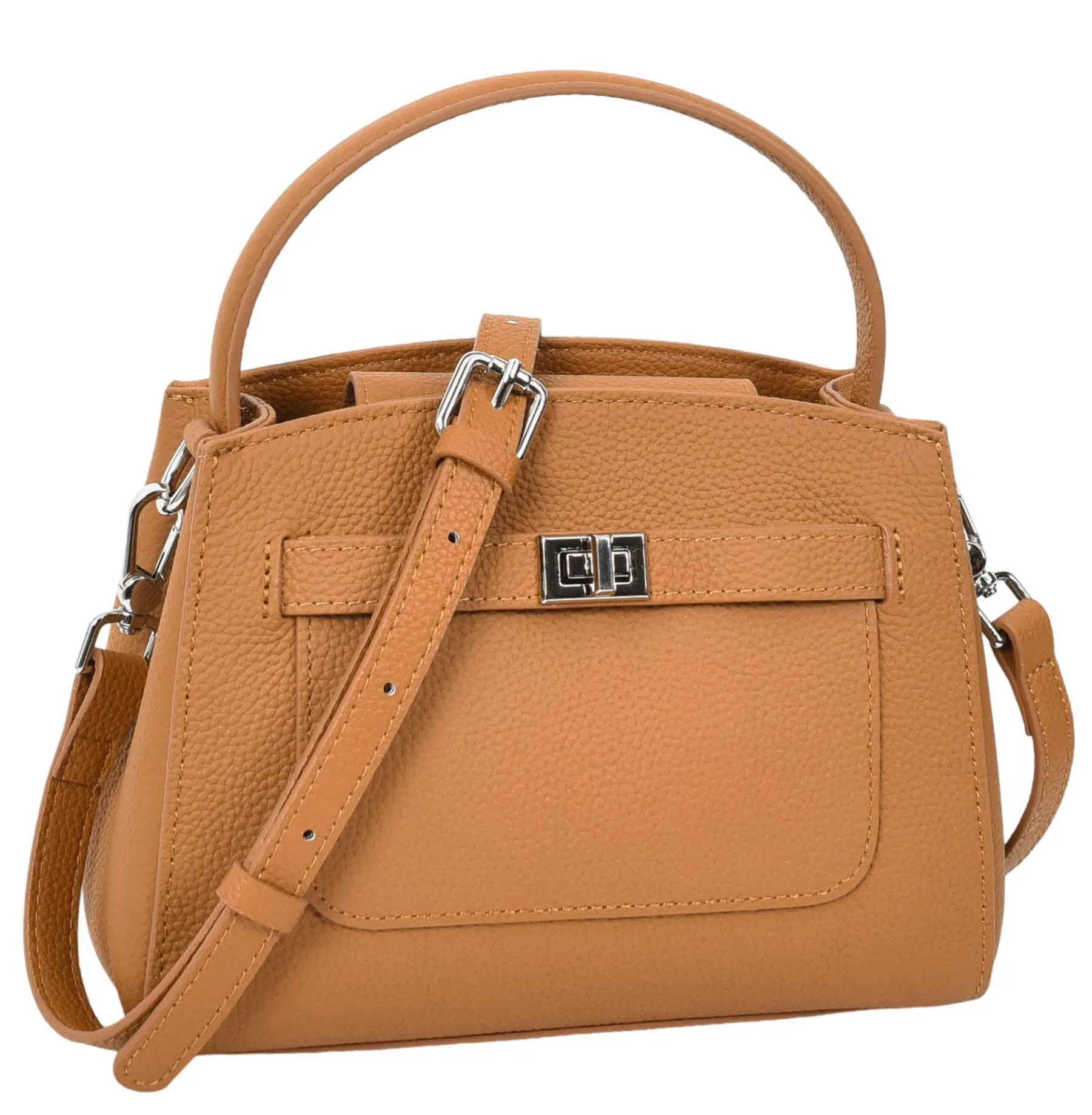 Halifax Women Small Leather Top Handle Shoulder Handbag Tan