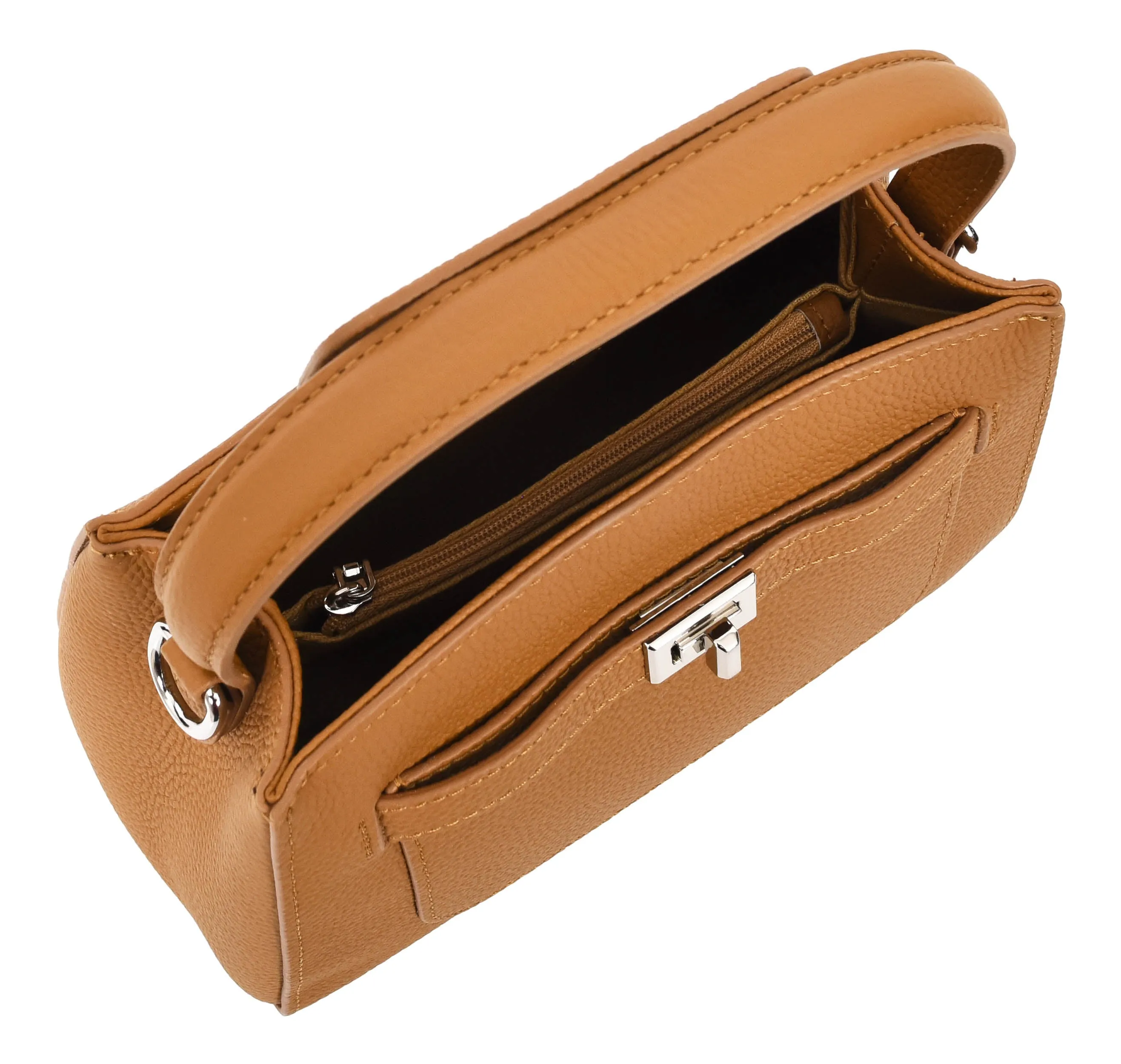 Halifax Women Small Leather Top Handle Shoulder Handbag Tan