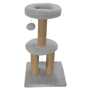 Hiputee Soft Fur Activity Scratching Post with Natural Sisal Rope Two Floor Tower with Three Hanging Balls Tree for Cats