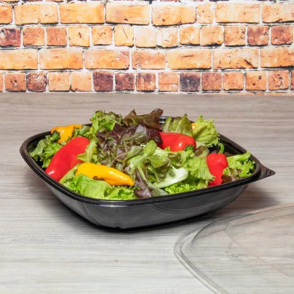 Karat 80oz PET Square Bowl, Black - 50 pcs
