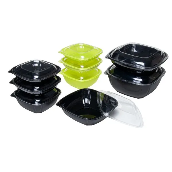 Karat 80oz PET Square Bowl, Black - 50 pcs