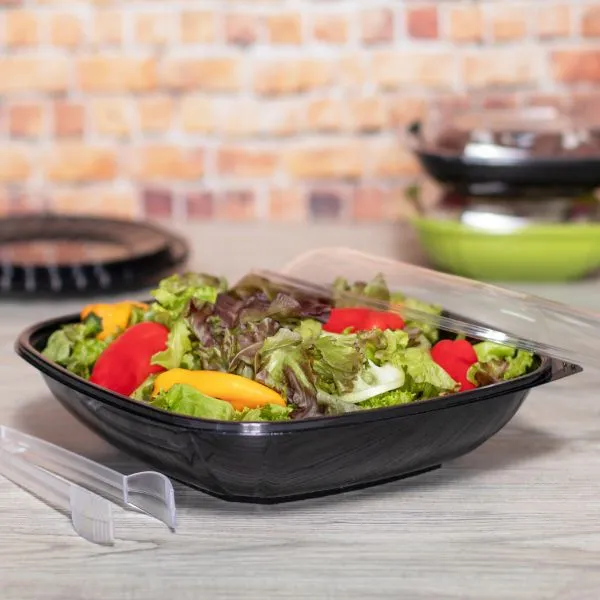 Karat 80oz PET Square Bowl, Black - 50 pcs