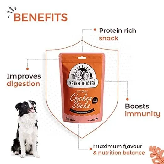 Kennel Kitchen Chicken & Flaxseed Sticks with Skatrs Bone Rope Chew Toy Combo for Dogs