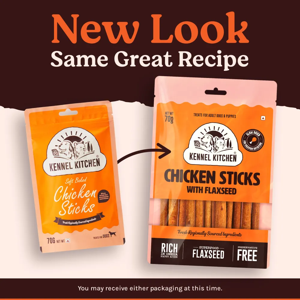 Kennel Kitchen Chicken & Flaxseed Sticks with Skatrs Bone Rope Chew Toy Combo for Dogs