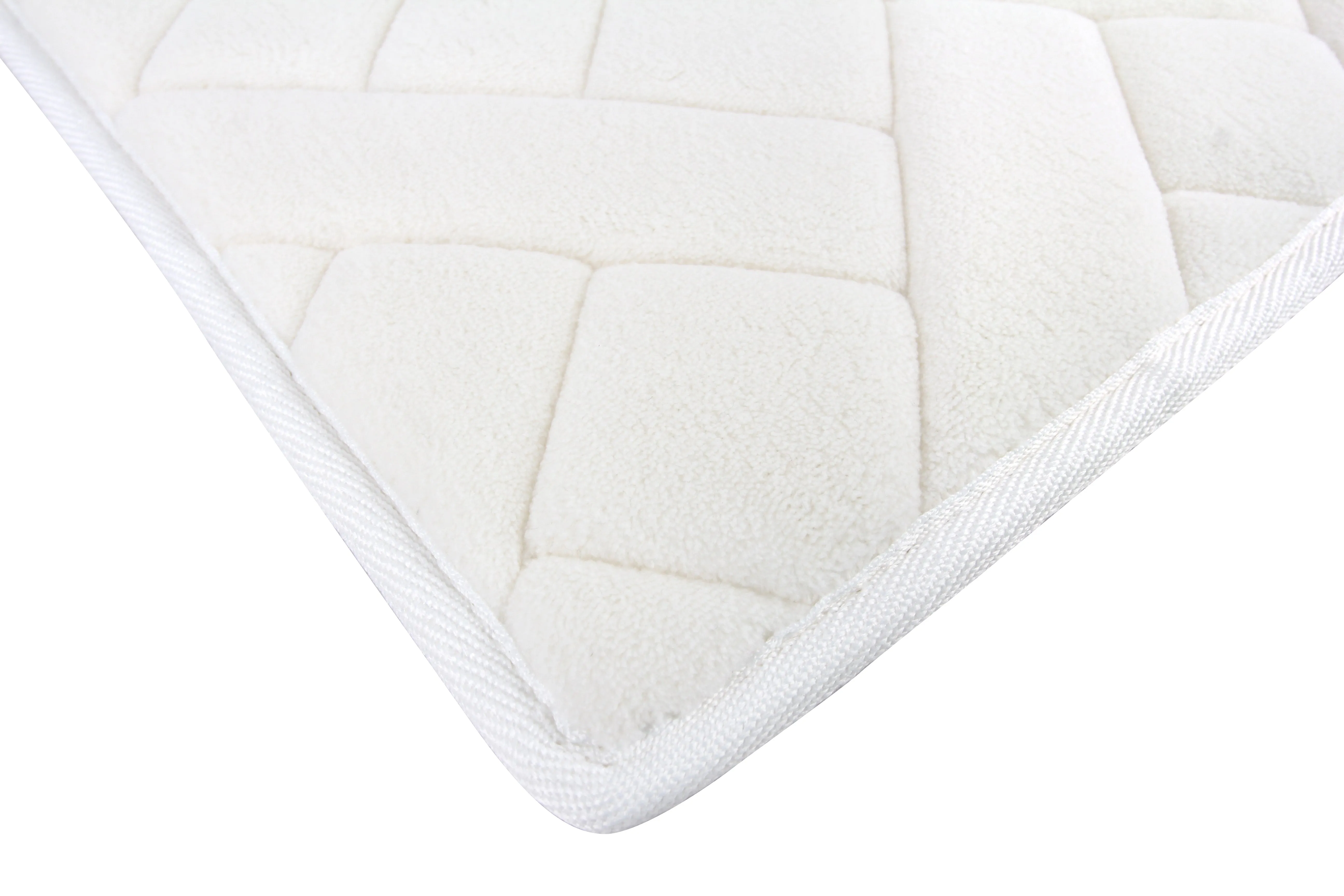 Memory Foam Herringbone Accent Rug in White, 21 x 34 in