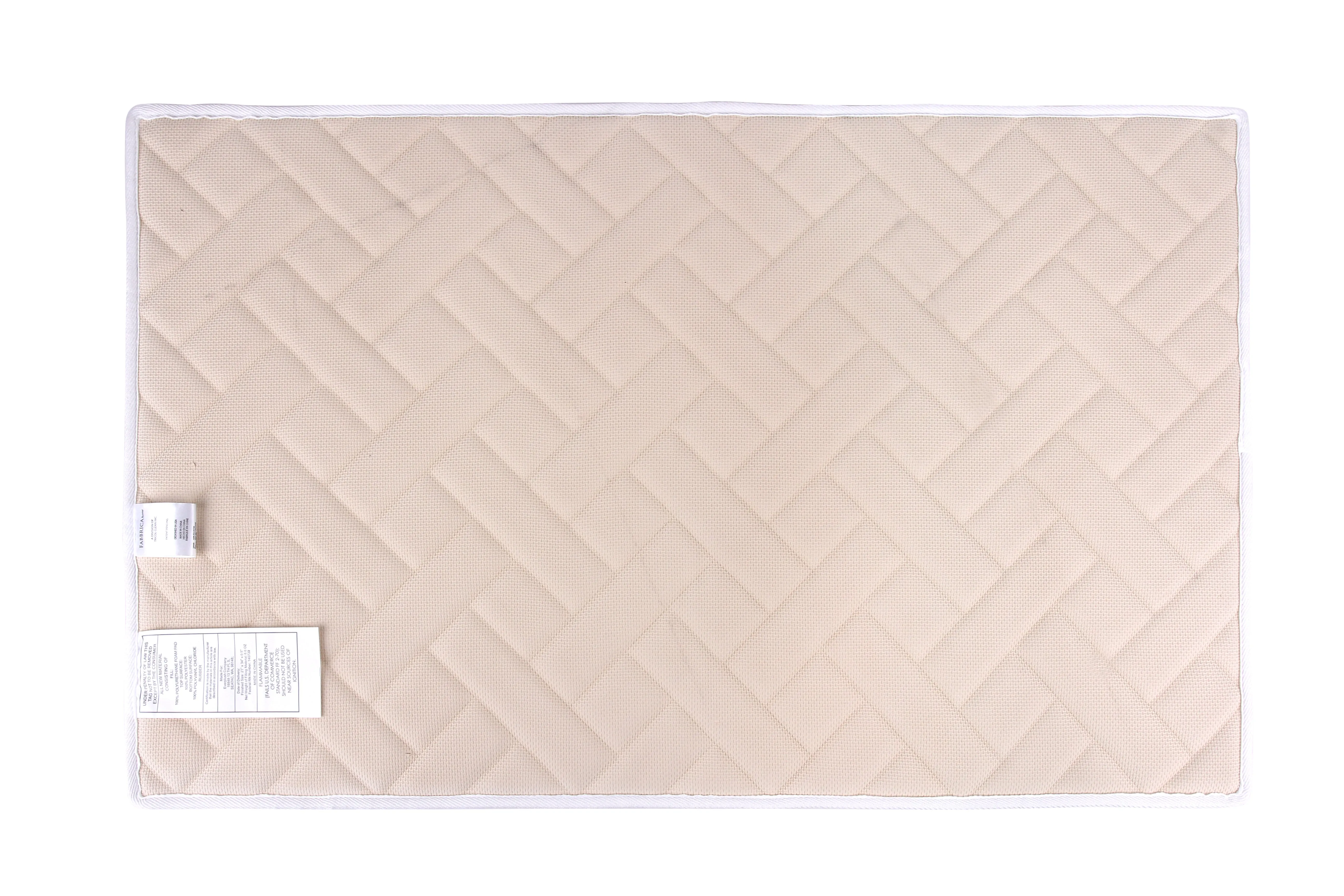 Memory Foam Herringbone Accent Rug in White, 21 x 34 in