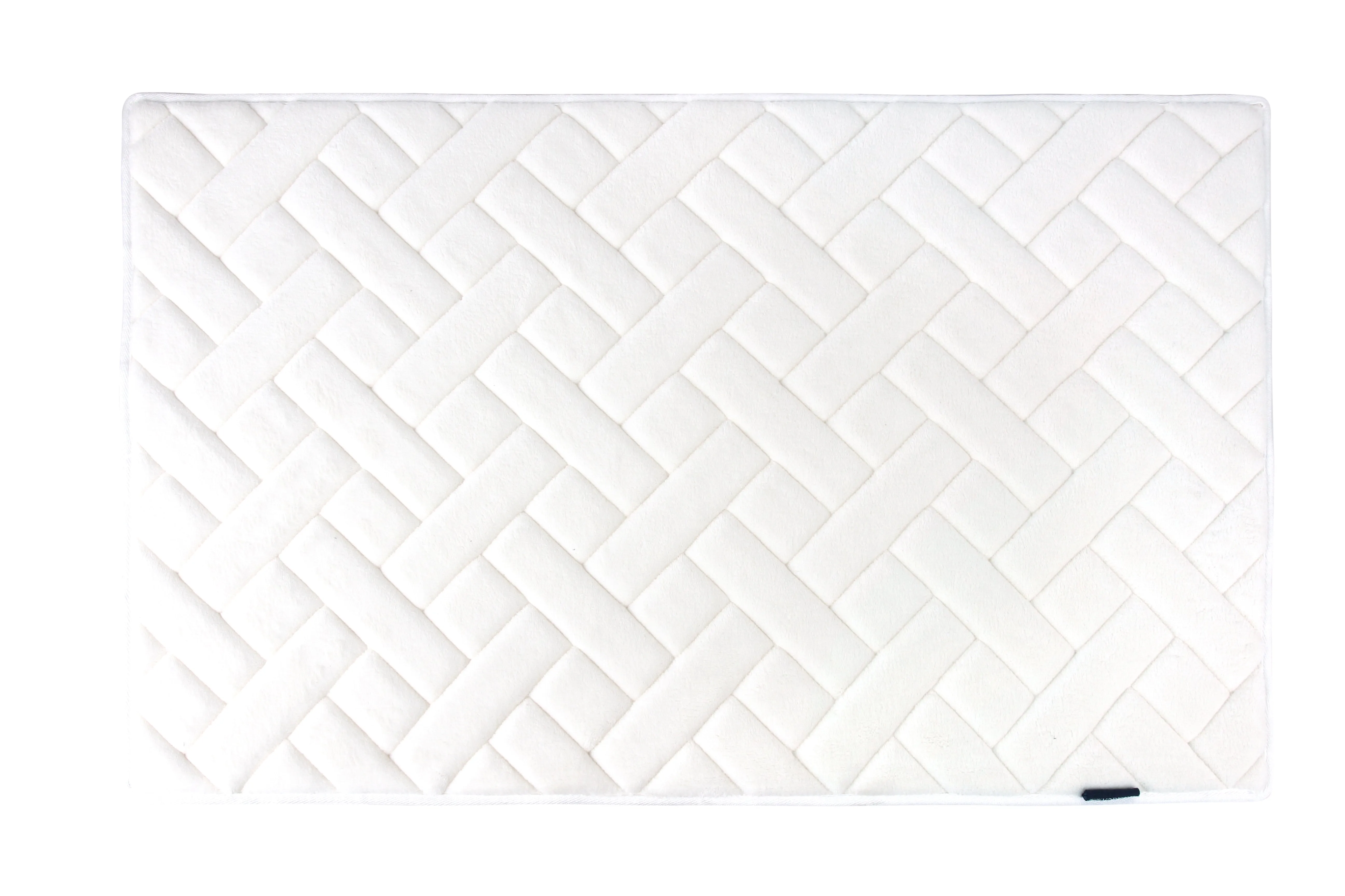 Memory Foam Herringbone Accent Rug in White, 21 x 34 in