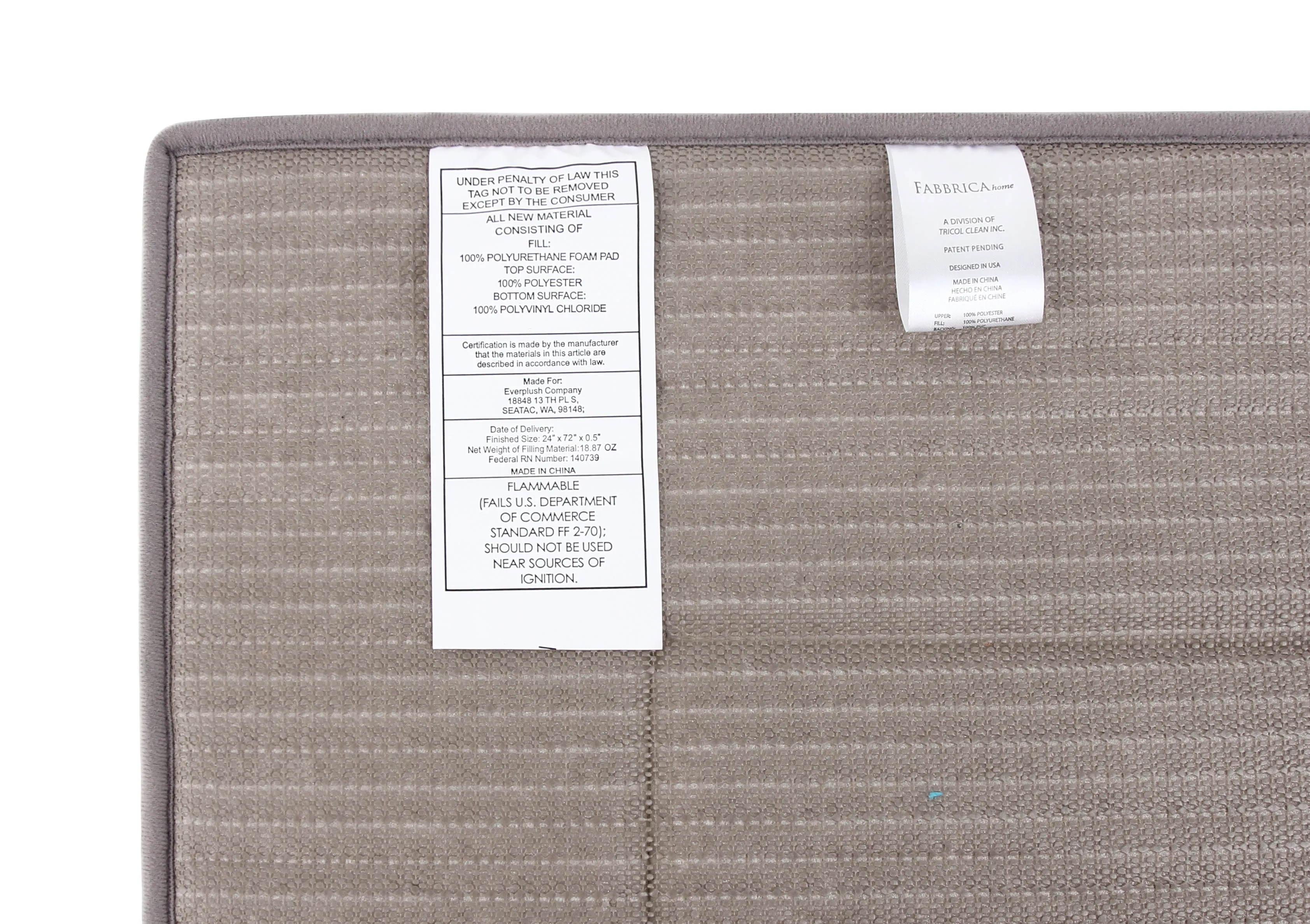 Memory Foam Runner in Slate Grey, 2 x 6 ft