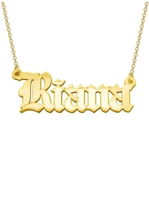 Name Necklace Old English Font Vintage Personalized Jewelry KESLEY