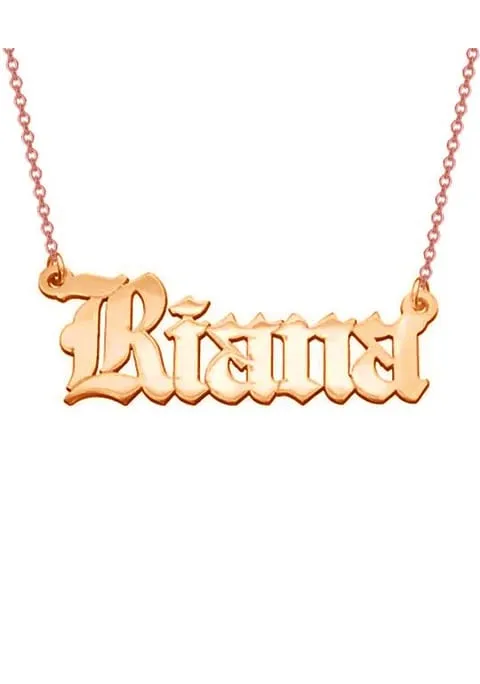 Name Necklace Old English Font Vintage Personalized Jewelry KESLEY