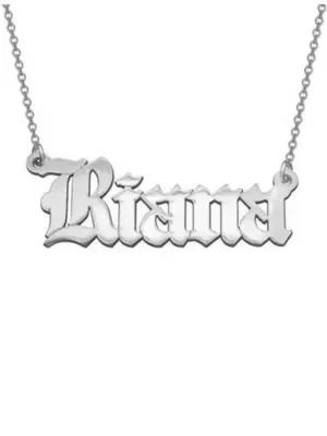 Name Necklace Old English Font Vintage Personalized Jewelry KESLEY