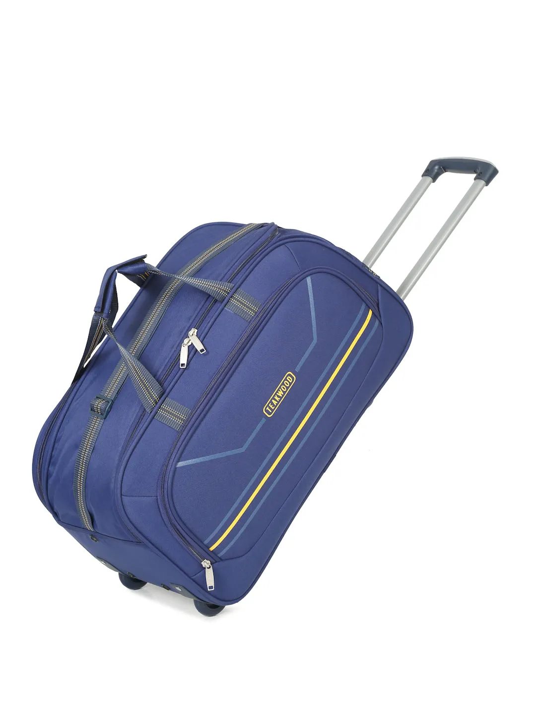 Navy Printed Large Duffel Trolley Bag
