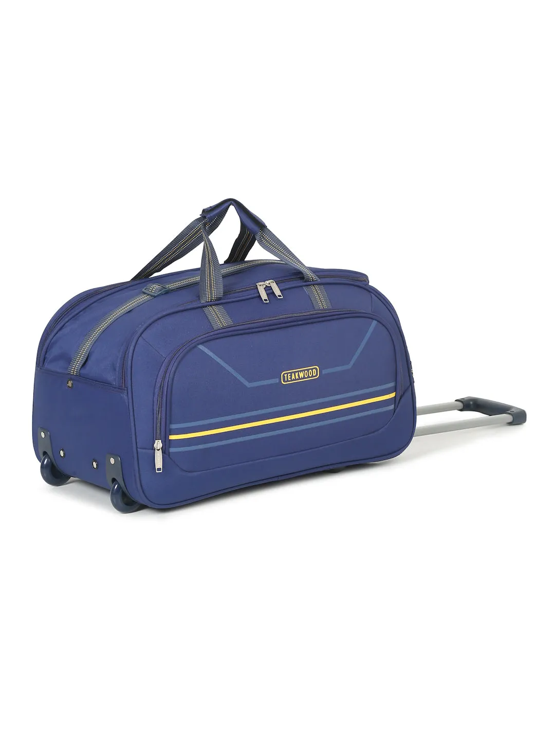Navy Printed Large Duffel Trolley Bag