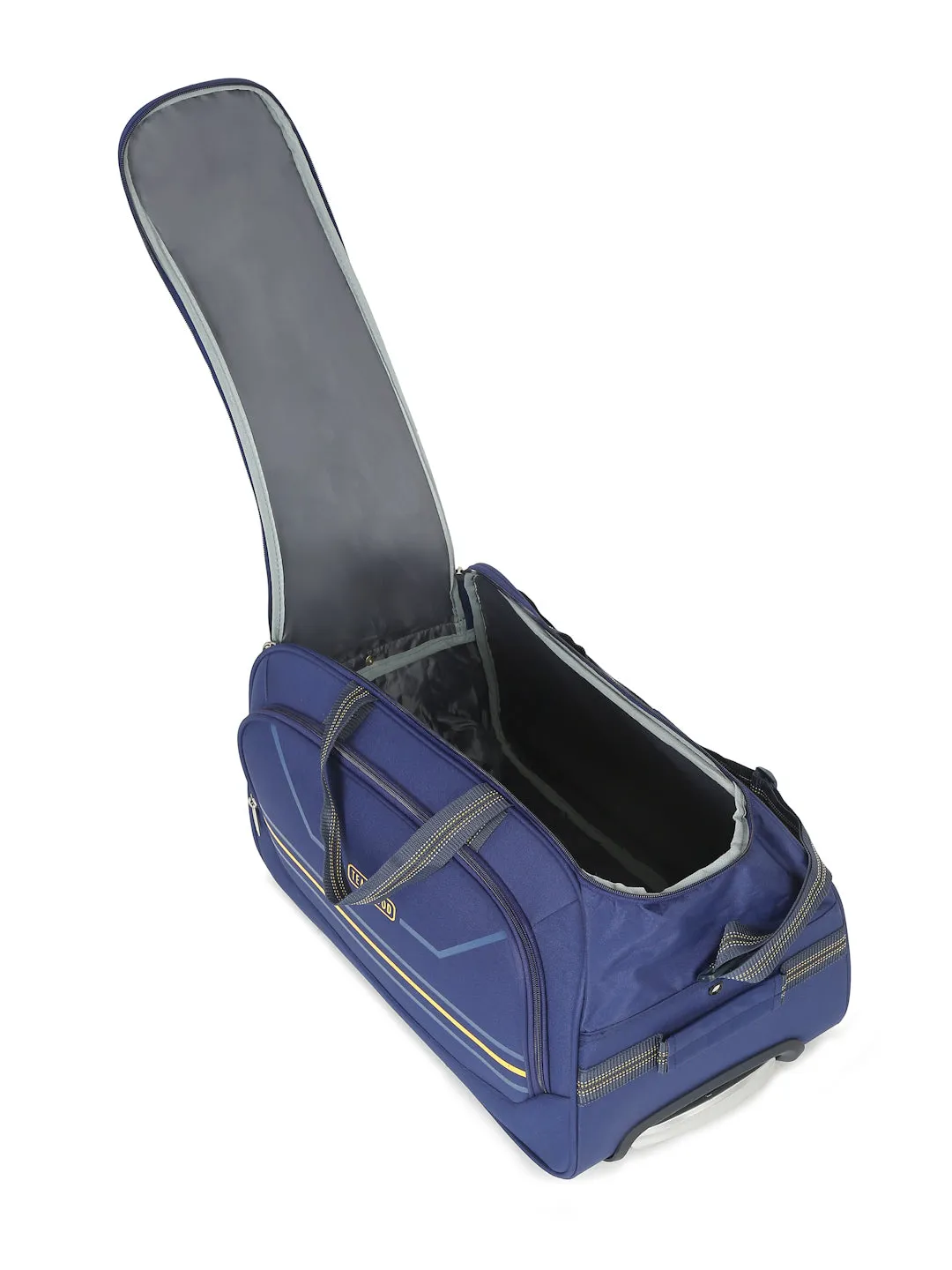 Navy Printed Large Duffel Trolley Bag