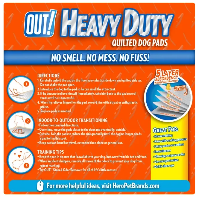 OUT! Heavy Duty XXL Dog Pads, Absorbent Pet Training and Puppy Pads, 26 x 30 in, - 30 Pads