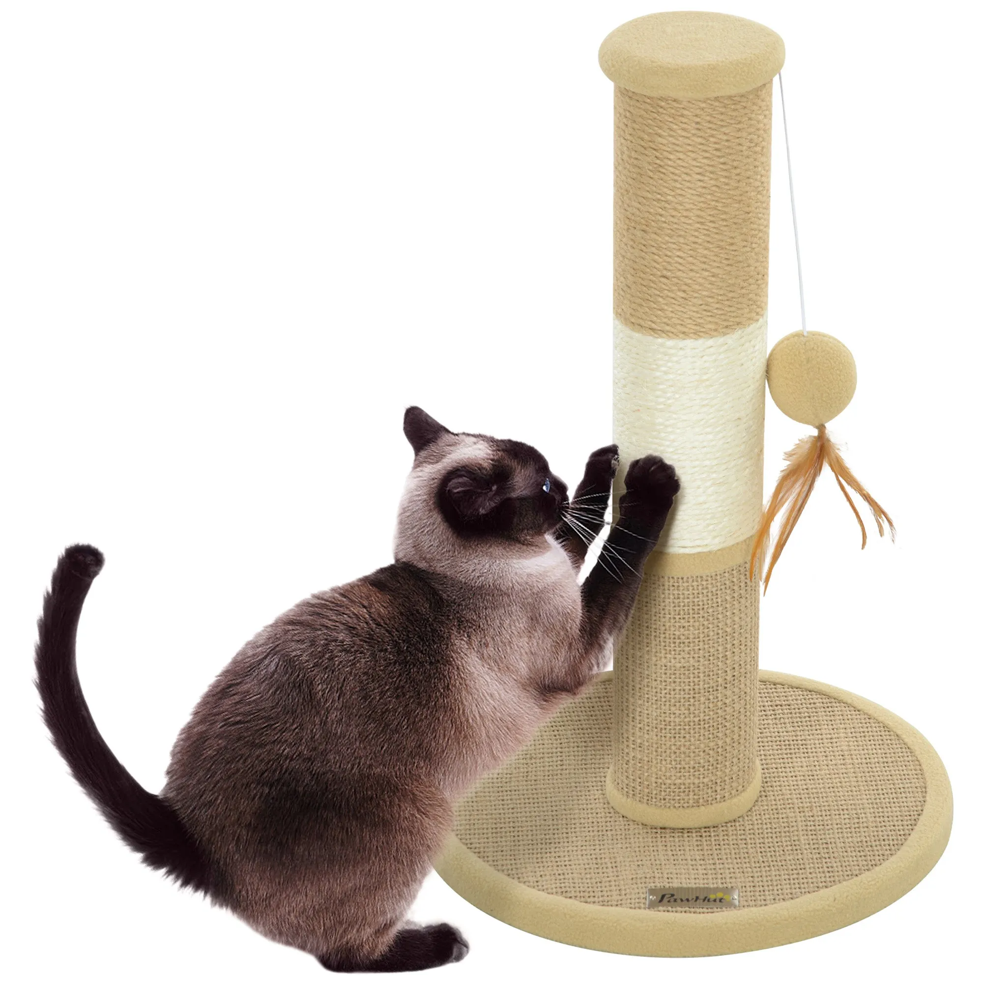 PawHut 47cm Tall Cat Scratching Post for Indoor Cats, with Sisal Rope, Brown