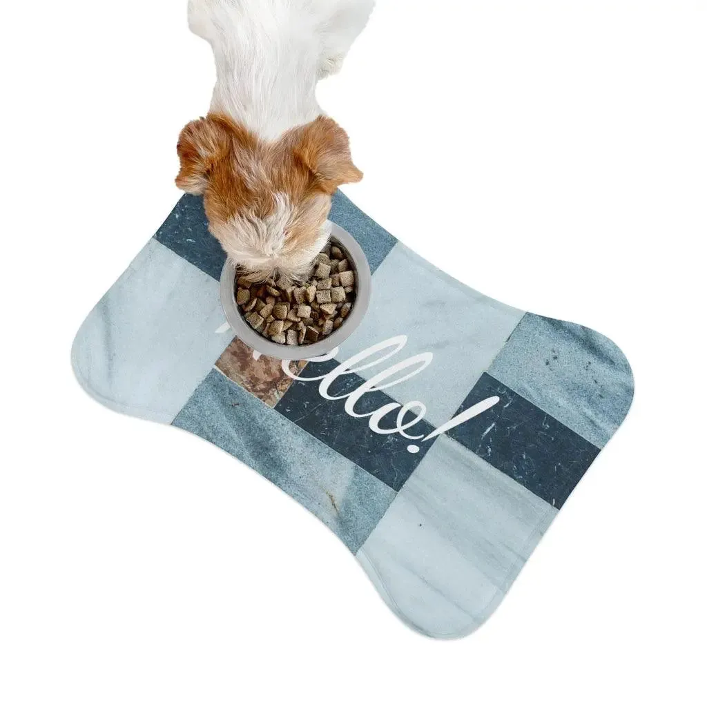 Personalize Pet Food Mat - Blue Ocean Patterns