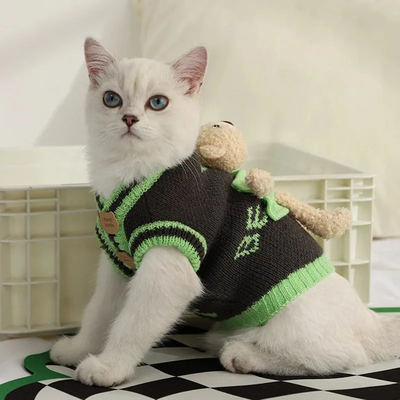 Pet Sweater with Bear Doll