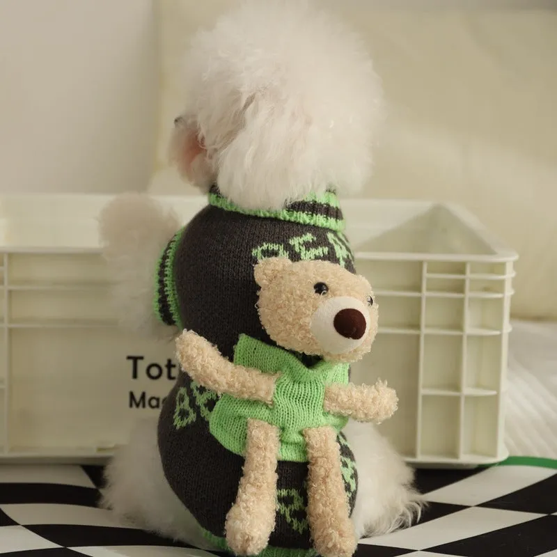 Pet Sweater with Bear Doll