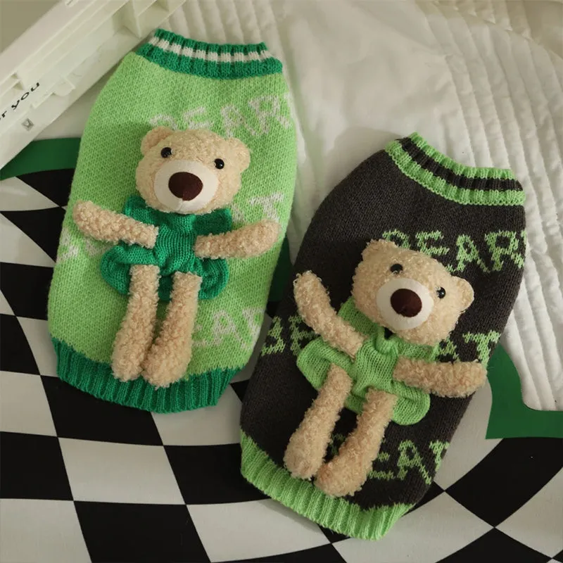 Pet Sweater with Bear Doll