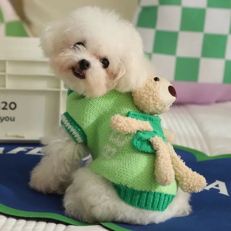 Pet Sweater with Bear Doll