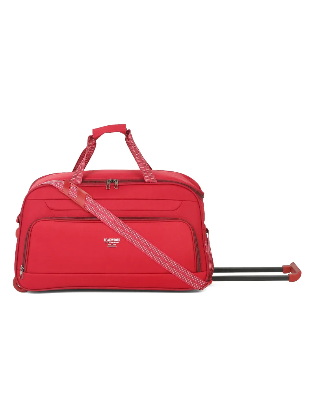 Red Printed Large Duffel Trolley Bag