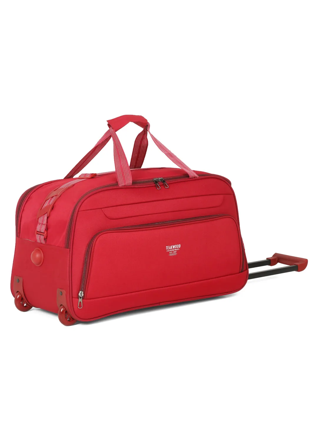 Red Printed Large Duffel Trolley Bag