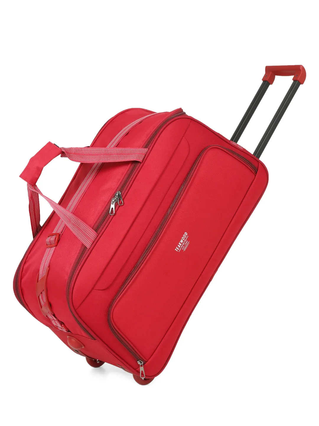 Red Printed Large Duffel Trolley Bag